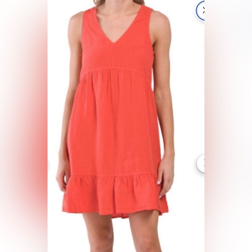 Cynthia Rowley Women's Linen V-neck Tiered Ruffle Dress size xs NWT 100% linen
